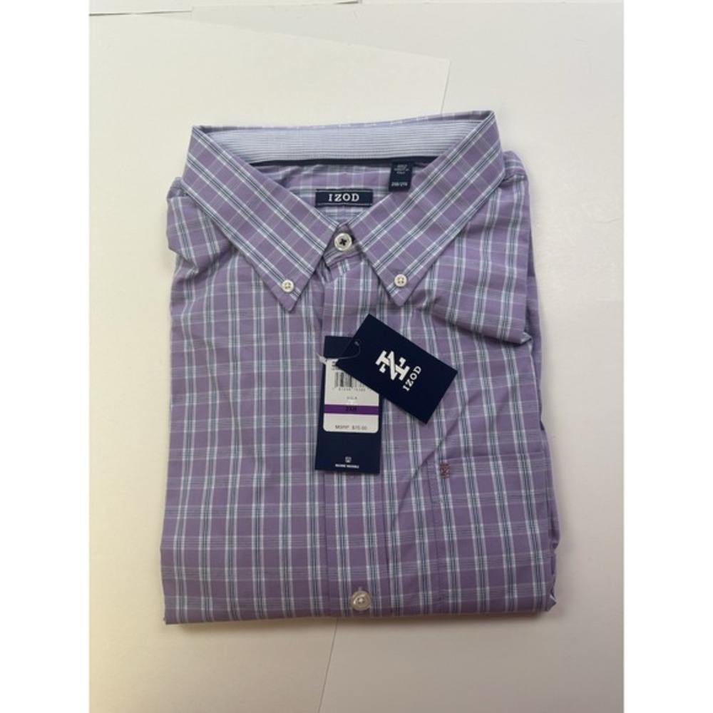 NWT IZOD Shirt Men's 2XB‎ Performance Comfort Woven Plaid Casual